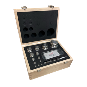 Set of weights stainless, wooden box 1mg-500mg (1,11g) incl. F2 calibration.