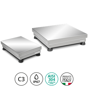 Stainless steel weighing platform, IP67, 500x500x115 mm, 60kg/10g