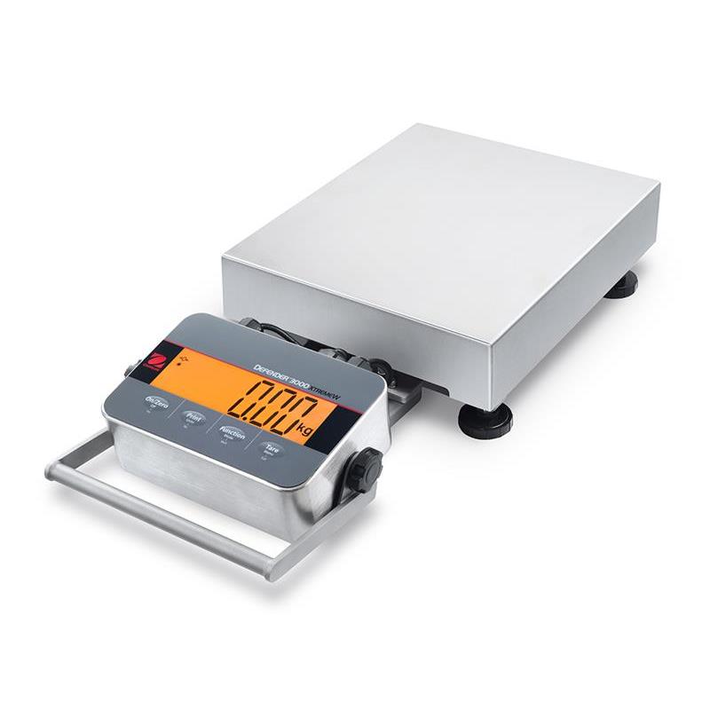 Bench scale Ohaus Defender 3000, 60kg/10g, 305x355 mm. Washdown, stainless steel IP66