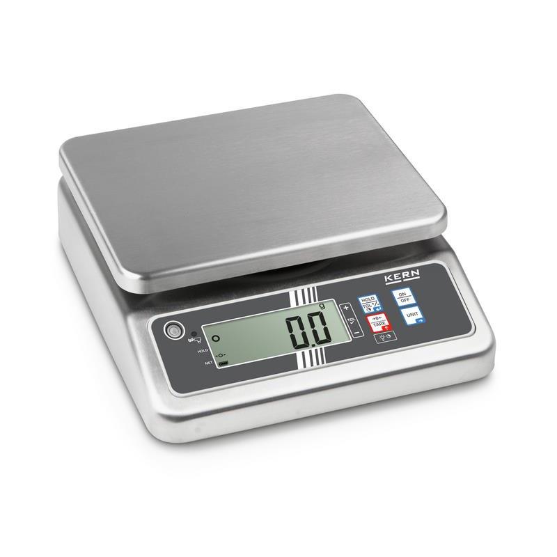 Bench scale Kern FOB in stainless steel, IP65 - 15kg/5g, 248x198mm, verified